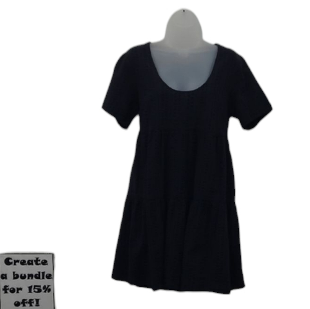 A New Day Mini Babydoll Dress Fit & Flare Short Sleeve A-Line Flowy Scoop Neck